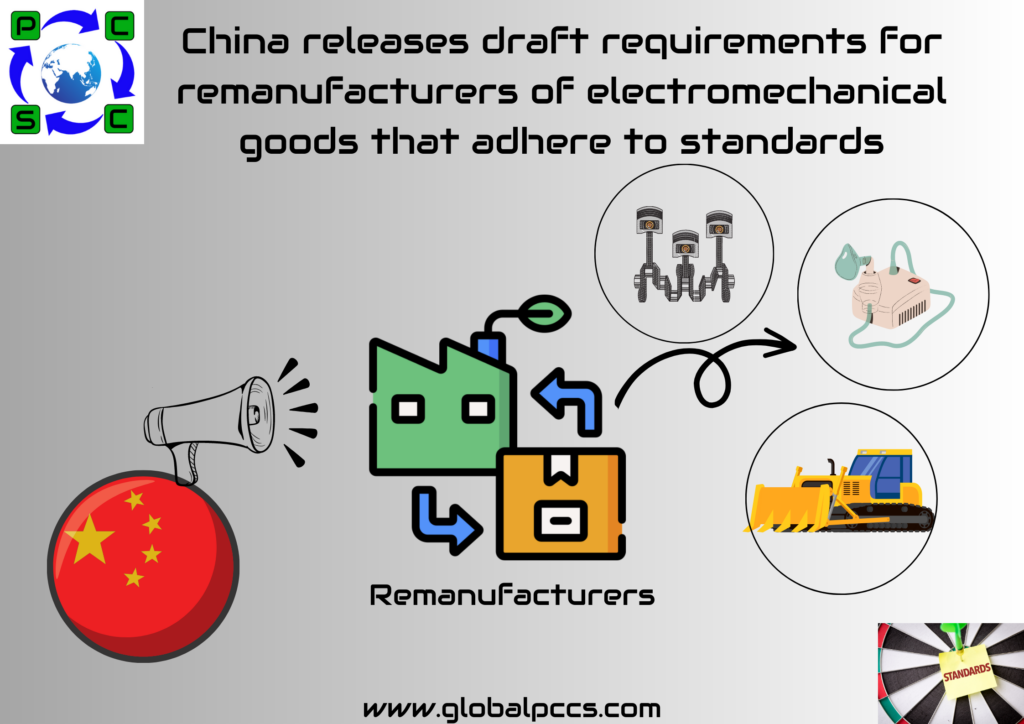 China releases draft requirements for remanufacturers ofelectromechanical goods that adhere to standards.