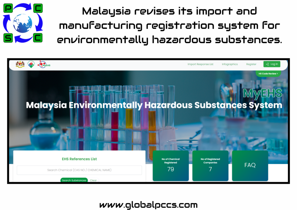 Malaysia revises its import and manufacturing registration system for environmentally hazardous substances.