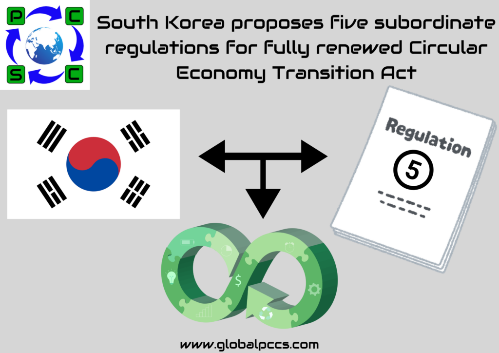 South Korea proposes five subordinate regulations for fully renewed Circular Economy Transition Act