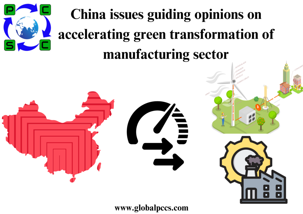 China issues guiding opinions on accelerating green transformation of manufacturing sector