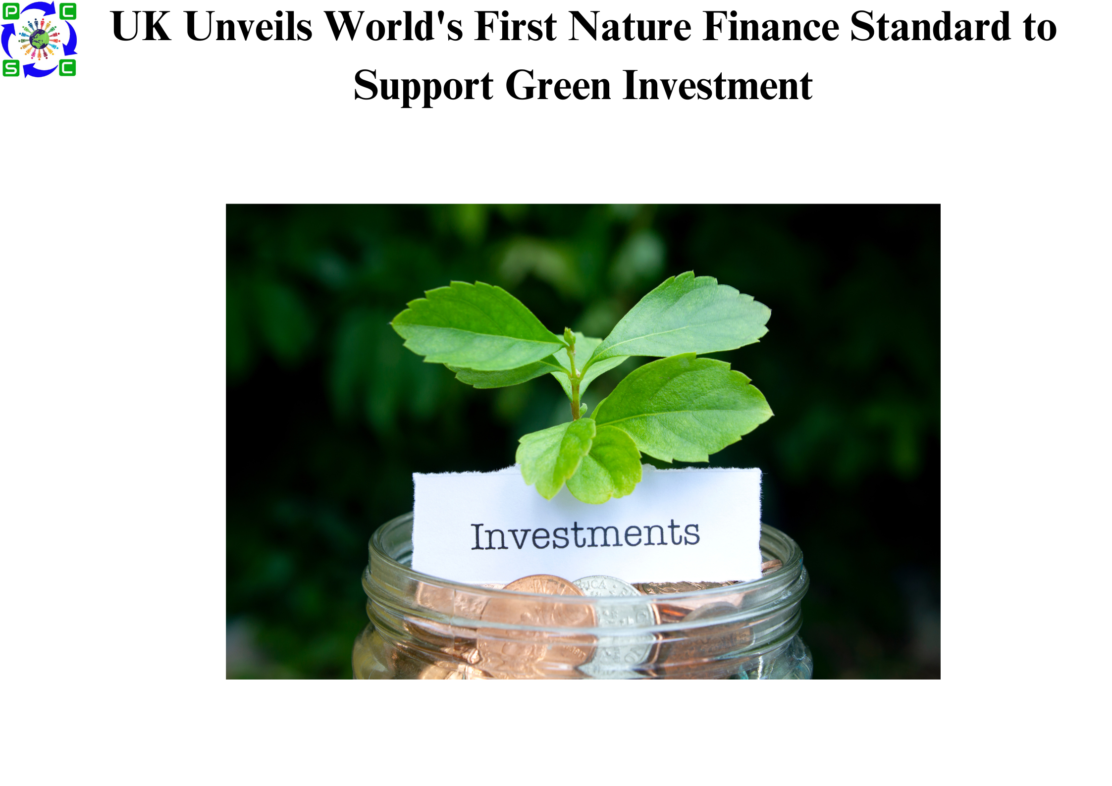 UK Unveils World’s First Nature Finance Standard to Support Green Investment